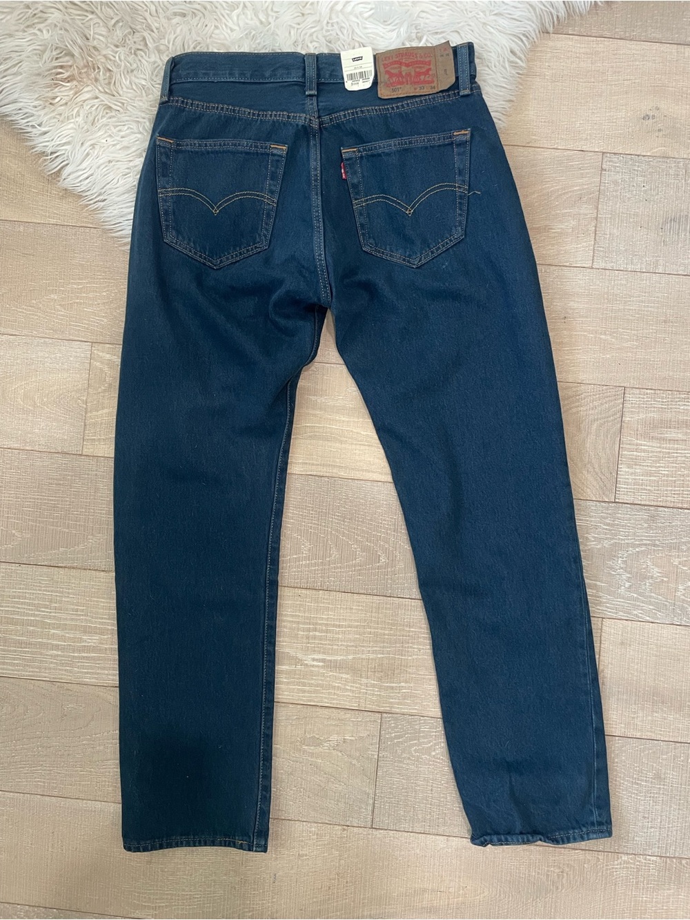 Levi's Mens 501 Original Straight Leg Dark Wash Button Up Denim Jeans (33x34)